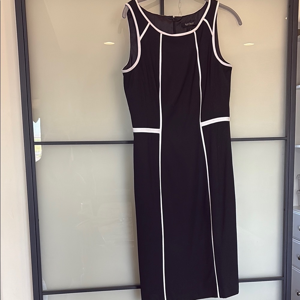 White House Black Market Black and White Sheath Midi Dress